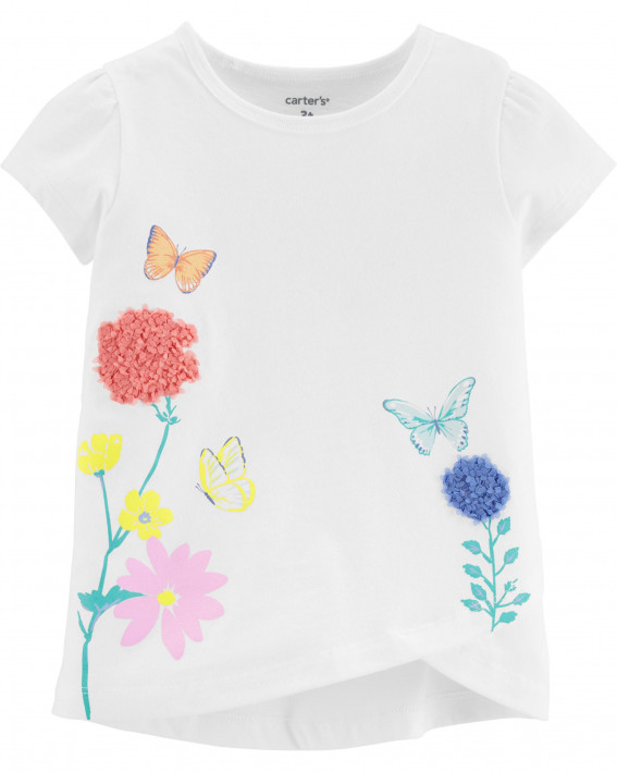 Floral Butterfly Tulip Jersey Tee