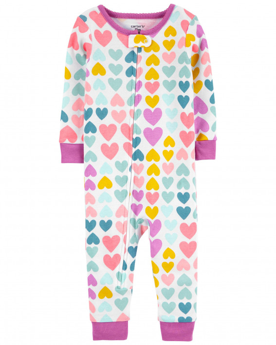 1-Piece Hearts 100% Snug Fit Cotton Footless PJs