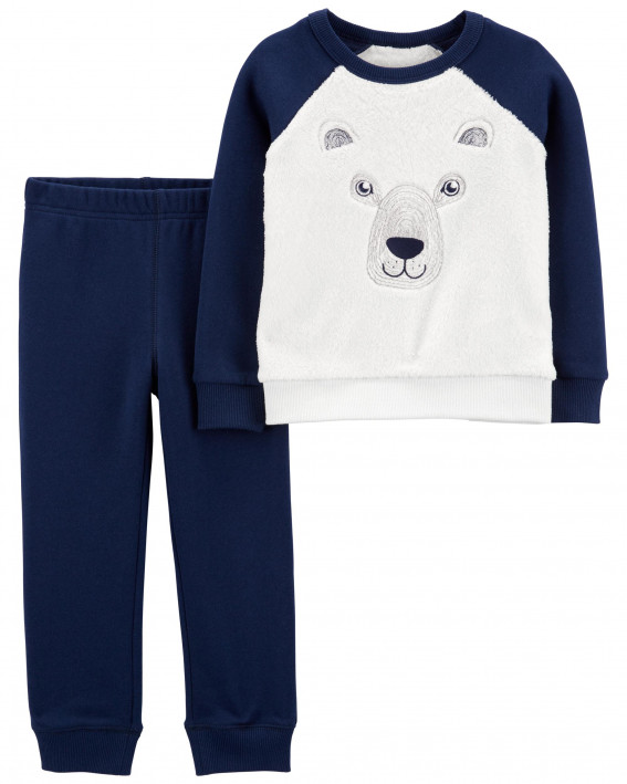 2-Piece Bear Fuzzy Pullover & Jogger Set