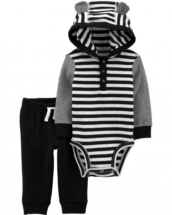 2-Piece Hooded Bodysuit Pant Set