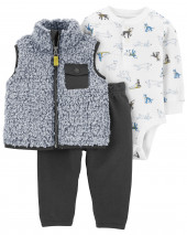 3-Piece Sherpa Little Vest Set