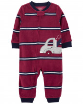 Toddler 1-Piece Truck Fleece Footless PJs