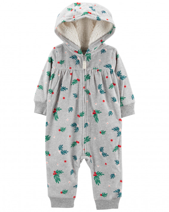 Baby Holiday Holly Zip-Up Fleece Jumpsuit