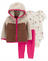 Multi Baby 3-Piece Sherpa Little Jacket Set