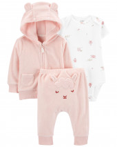 Pink Baby 3-Piece Terry Little Cardigan Set