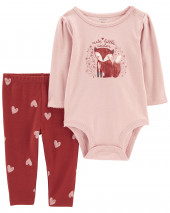 Pink Baby 2-Piece Fox Bodysuit Pant Set
