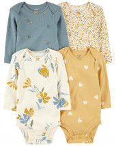 Yellow/Blue Baby 4-Pack Long-Sleeve Bodysuits