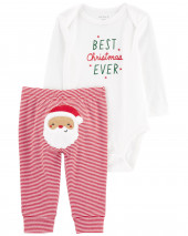 Multi  Baby 2-Piece Christmas Bodysuit Pant Set