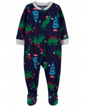 Navy Toddler 1-Piece Christmas Dinosaur Fleece