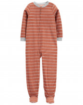 Kid 1-Piece Striped Fleece Footie PJs