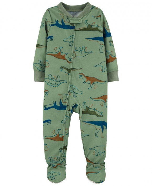 Carter`s Tulum Körpə üçün pijama-kombinezon (slip) – Dinozavr naxışlı, yaşıl, 2 yaş (2T)